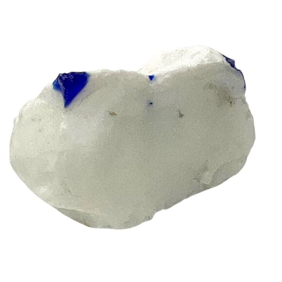 Cobalt Tipped White Art Glass Cullet Glowing Manganese Slag Glass #5GX4 - Picture 4 of 7